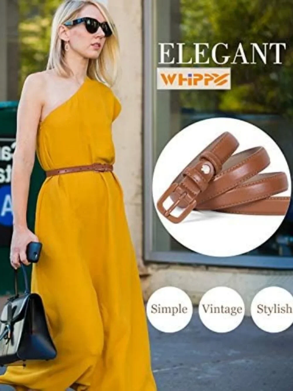 Stylish Women's Skinny Leather Belt - Thin Waist Jeans Belt with Pin Buckle